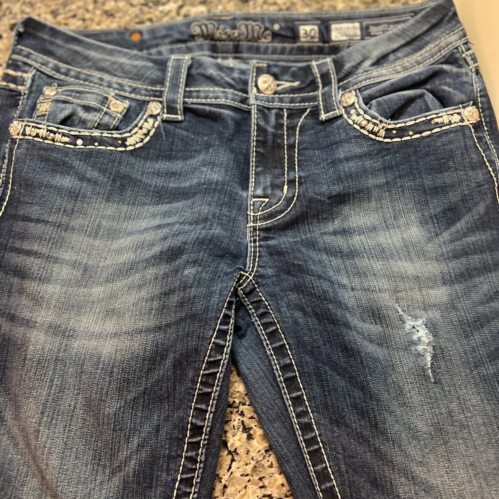 Miss Me Distressed Boot Cut Jeans Size 30 Slim